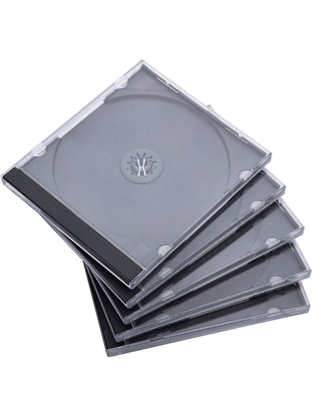 50 Pack Clear CD Jewel Cases with Black Tray - Standard 10.4 mm Storage Solution